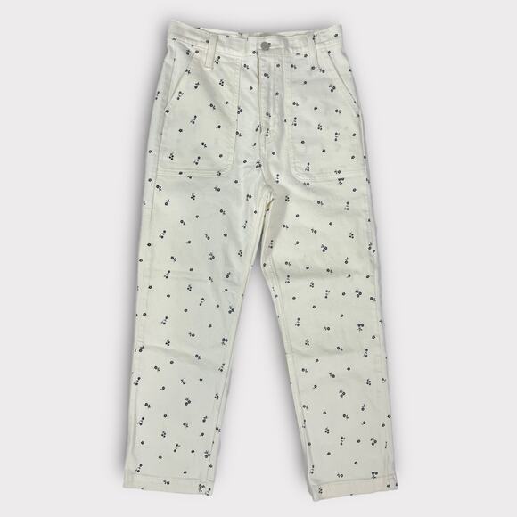 J.Crew Straight-Leg Crop Jean in White Ditsy Floral Size 26 - Picture 1 of 10